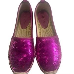 Jimmy Choo Hot Pink Leather Espadrilles Size 8